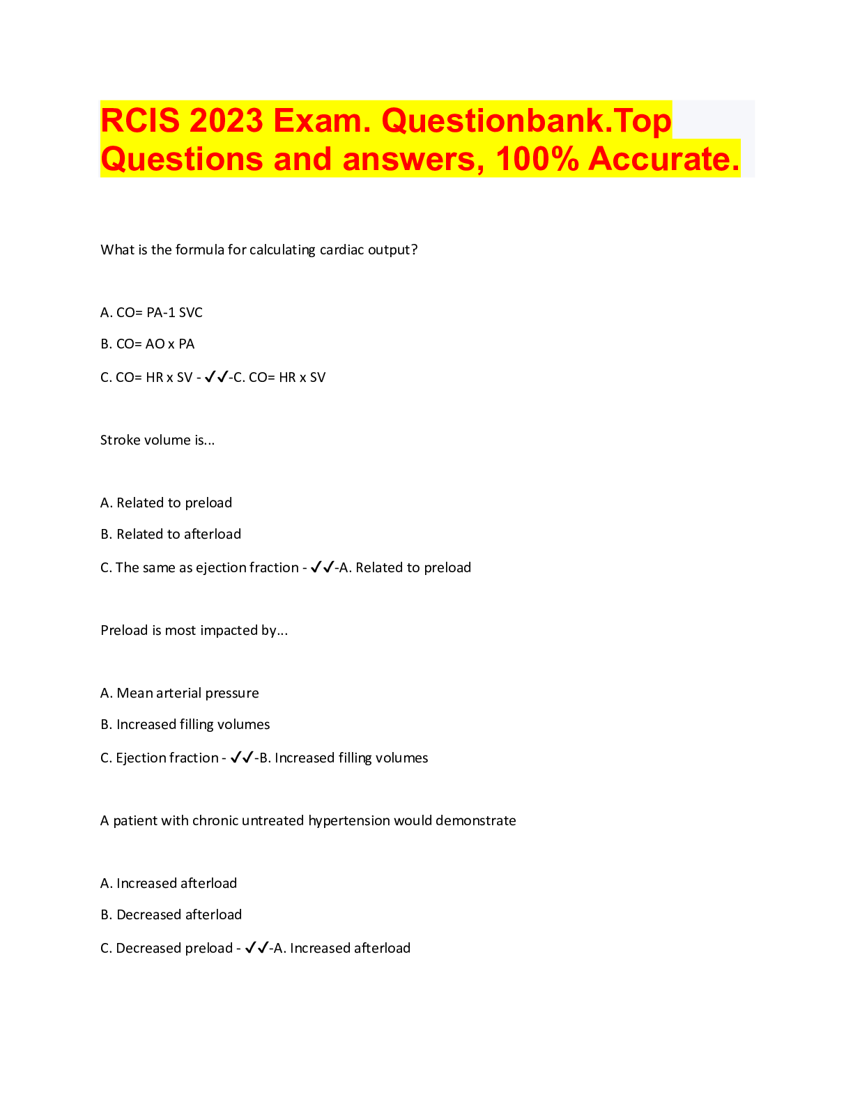 Preview image for RCIS 2023 Exam. Questionbank.Top  Questions and answers, 100% Accurate.